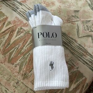 Polo Ralph Lauren crew socks 4 pack white gray new with tags size large 10-13